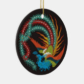 "Chinees dragon-Peacock ontworpen Ornament" Keramisch Ornament (Rechts)