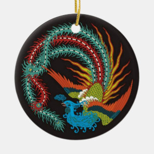 "Chinees dragon-Peacock ontworpen Ornament" Keramisch Ornament