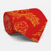 Chinees Dragon Red en Gold Theme Stropdas (Opgerold)