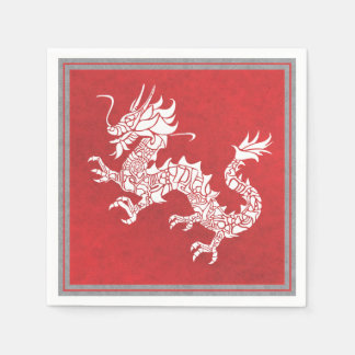 Chinees Dragon Tribal Embleem Rood Servet