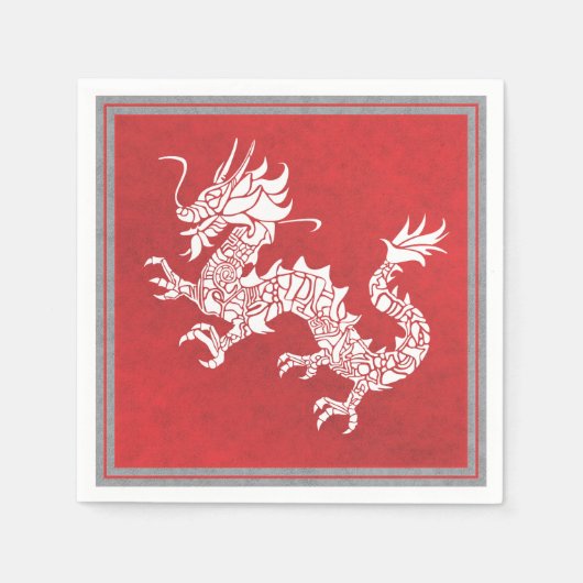  Chinees Dragon Tribal Embleem Rood Servet (Voorkant)