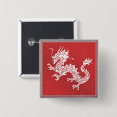 Chinees Dragon Tribal Embleem Rood Vierkante Button 5,1 Cm (Voorkant /achterkant)