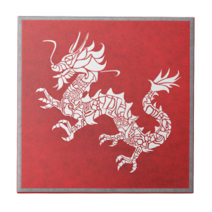  Chinees dragon Tribal Emblem Red Tegeltje