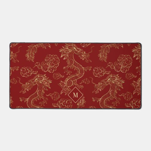 Chinees Drakengoud en Donkerrood Bureaumat (Voorkant)
