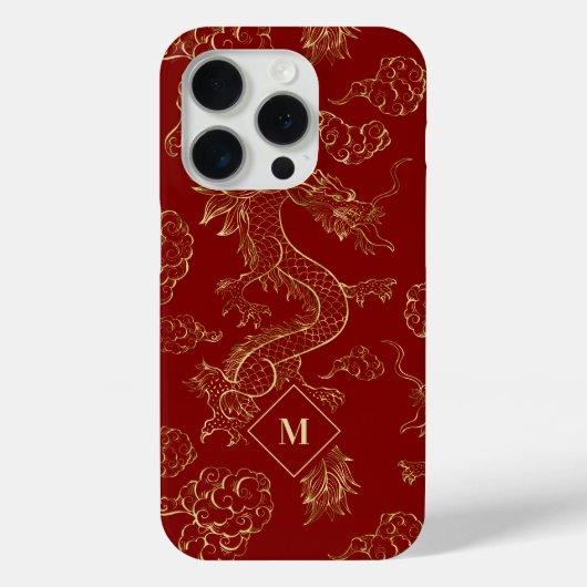 Chinees Drakengoud en Donkerrood Case-Mate iPhone Case (Achterkant)