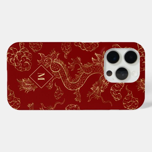 Chinees Drakengoud en Donkerrood Case-Mate iPhone Case (Achterkant (horizontaal))