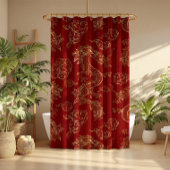 Chinees Drakengoud en Donkerrood Douchegordijn