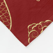 Chinees Drakengoud en Donkerrood Fleece Deken (Hoek)