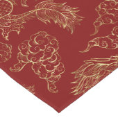 Chinees Drakengoud en Donkerrood Korte Tafelloper (Hoek)
