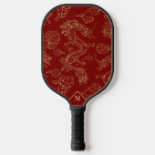 Chinees Drakengoud en Donkerrood Pickleball Paddle (Voorkant)