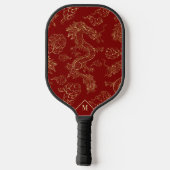 Chinees Drakengoud en Donkerrood Pickleball Paddle (Achterkant)