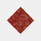 Chinees Drakengoud en Donkerrood Servet (Hoek)