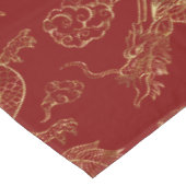 Chinees Drakengoud en Donkerrood Tafelkleed (Gekanteld)