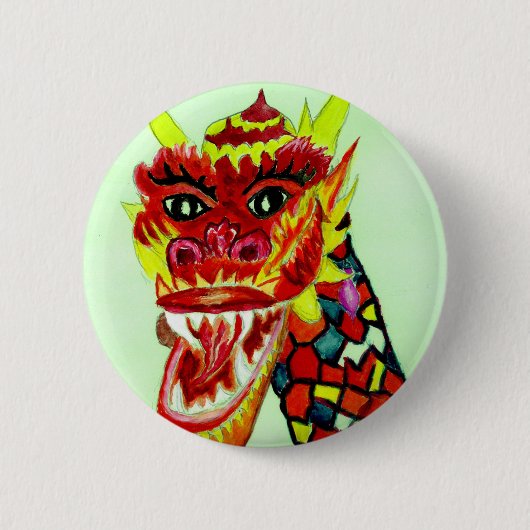 Chinees drakenhoofd ronde button 5,7 cm (Voorkant)