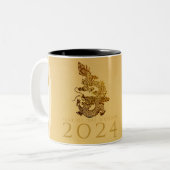 Chinees Drakenjaar 2024 Elegant Monogram 2TMug Tweekleurige Koffiemok (Voorkant links)