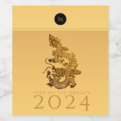 Chinees Drakenjaar 2024 Elegant Monogram BL Wijn Etiket (Enkel label)