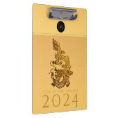 Chinees Drakenjaar 2024 Elegant Monogram CB Klembord (Rechts)