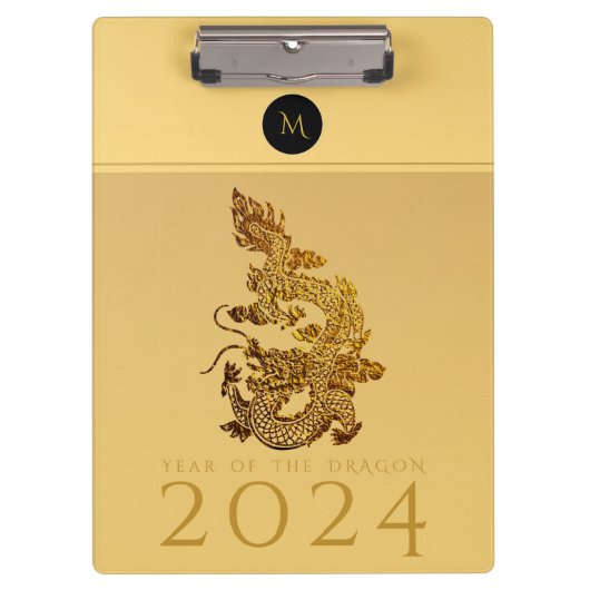 Chinees Drakenjaar 2024 Elegant Monogram CB Klembord (Voorkant)