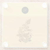 Chinees Drakenjaar 2024 Elegant Monogram GlSC Glazen Onderzetter (Achterkant)