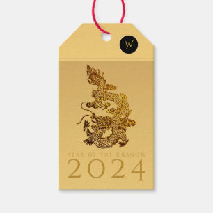 Chinees Drakenjaar 2024 Elegant Monogram GTAG Cadeaulabel