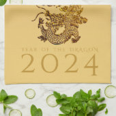 Chinees Drakenjaar 2024 Elegant Monogram KT Theedoek (Gevouwen)