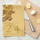Chinees Drakenjaar 2024 Elegant Monogram KT Theedoek (Quarter Fold)