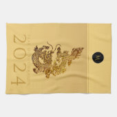 Chinees Drakenjaar 2024 Elegant Monogram KT Theedoek (Horizontaal)
