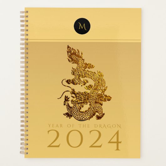 Chinees Drakenjaar 2024 Elegant Monogram LPl Planner (Voorkant)