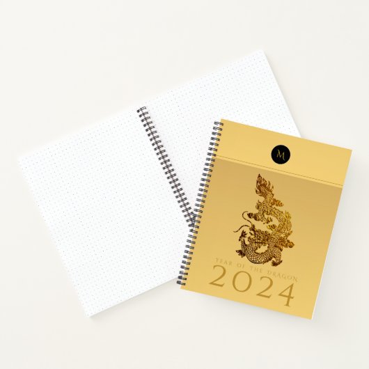 Chinees Drakenjaar 2024 Elegant Monogram LSN Notitieboek (Binnen)