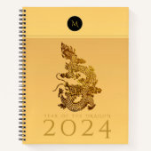 Chinees Drakenjaar 2024 Elegant Monogram LSN Notitieboek (Voorkant)