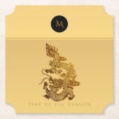 Chinees Drakenjaar 2024 Elegant Monogram PapC Kartonnen Onderzetters (Voorkant)