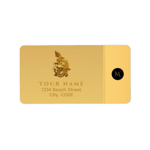 Chinees Drakenjaar 2024 Elegant Monogram RAL Etiket