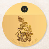 Chinees Drakenjaar 2024 Elegant Monogram RPapC Ronde Kartonnen Onderzetter (Voorkant)