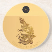 Chinees Drakenjaar 2024 Elegant Monogram RSC Zandsteen Onderzetter (Voorkant)