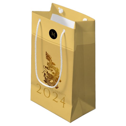 Chinees Drakenjaar 2024 Elegant Monogram SGB Klein Cadeauzakje (Voorkant Gekanteld)