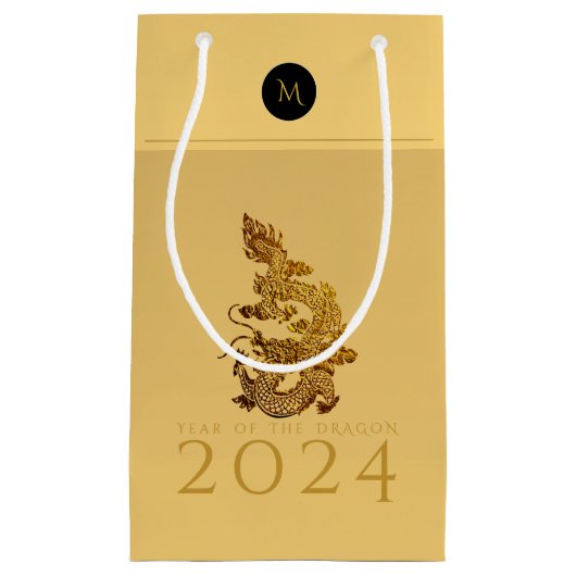 Chinees Drakenjaar 2024 Elegant Monogram SGB Klein Cadeauzakje (Voorkant)