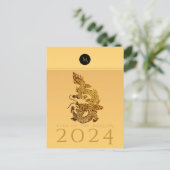 Chinees Drakenjaar 2024 Elegant Monogram VHPC Feestdagenkaart (Staand voorkant)