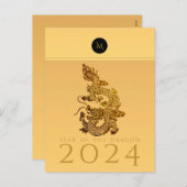 Chinees Drakenjaar 2024 Elegant Monogram VHPC Feestdagenkaart (Voorkant / Achterkant)