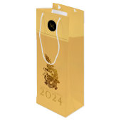 Chinees Drakenjaar 2024 Elegant Monogram WGB Wijn Cadeautas (Achterkant Gekanteld)
