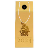 Chinees Drakenjaar 2024 Elegant Monogram WGB Wijn Cadeautas (Achterkant)