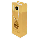 Chinees Drakenjaar 2024 Elegant Monogram WGB Wijn Cadeautas (Voorkant Gekanteld)