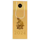Chinees Drakenjaar 2024 Elegant Monogram WGB Wijn Cadeautas (Voorkant)