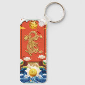 Chinees Drakenjaar Fu-ideogram Monogram RecK Sleutelhanger (Achterkant)