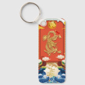 Chinees Drakenjaar Fu-ideogram Monogram RecK Sleutelhanger (Voorkant)