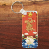 Chinees Drakenjaar Fu-ideogram Monogram RecK Sleutelhanger (Voorkant)