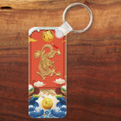 Chinees Drakenjaar Fu-ideogram Monogram RecK Sleutelhanger (Achterkant)