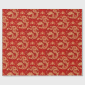 Chinees drakenpatroon Maanjaar 2024 Cadeaupapier (Vlak)