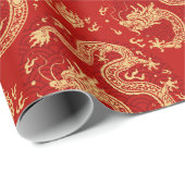 Chinees drakenpatroon Maanjaar 2024 Cadeaupapier (Rol Hoek)