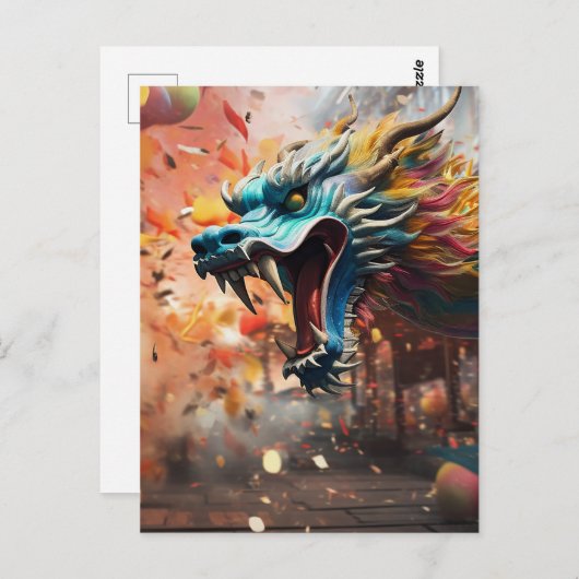 Chinees drakensymbool 2024 briefkaart (Voorkant / Achterkant)