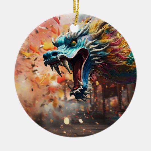 Chinees drakensymbool 2024 keramisch ornament (Voorkant)